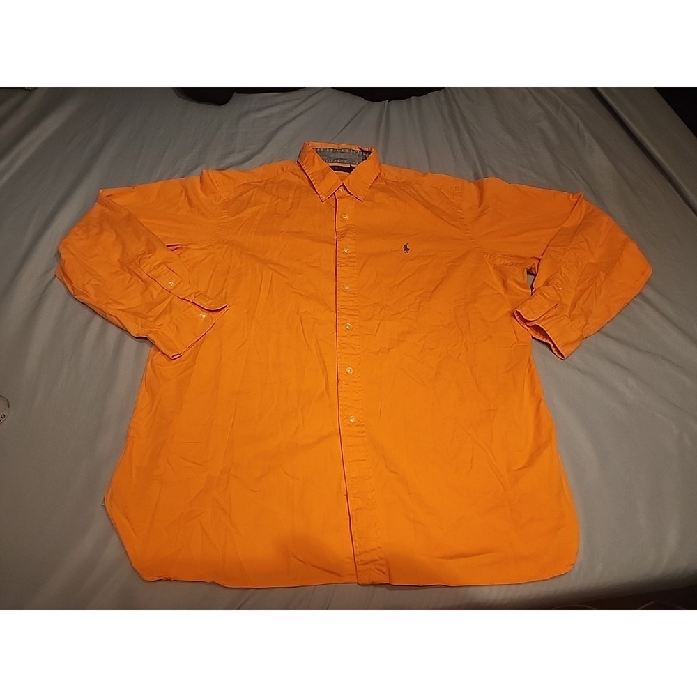 Vtg Ralph Lauren Mens XXL Orange Button Down‎ Oxford Shirt